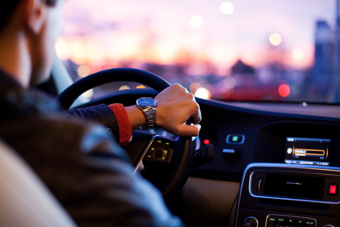 A car travelling on an open road