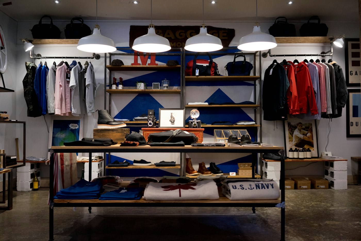A small shop interior with warm lighting